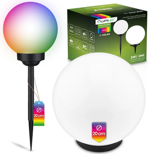 Садова декоративна RGB куля 20 см Lumiled серії Atris &mdash; LED світильник на сонячній батареї, IP44 LUMSOL1220 фото