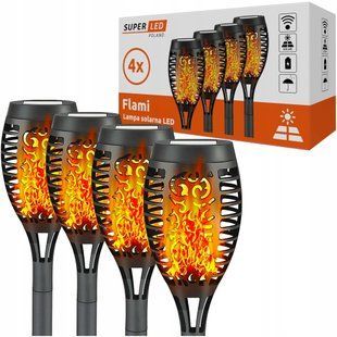 Сонячна садова LED лампа факел Flami SuperLED з ефектом полум&rsquo;я, набір 4шт 5254К фото
